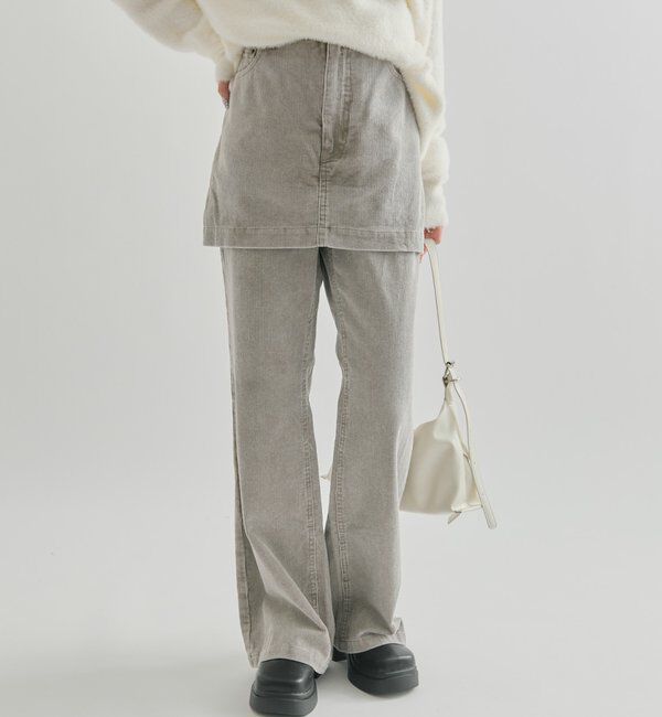  「レイヤードコーデュロイパンツ」|チノ|グレー