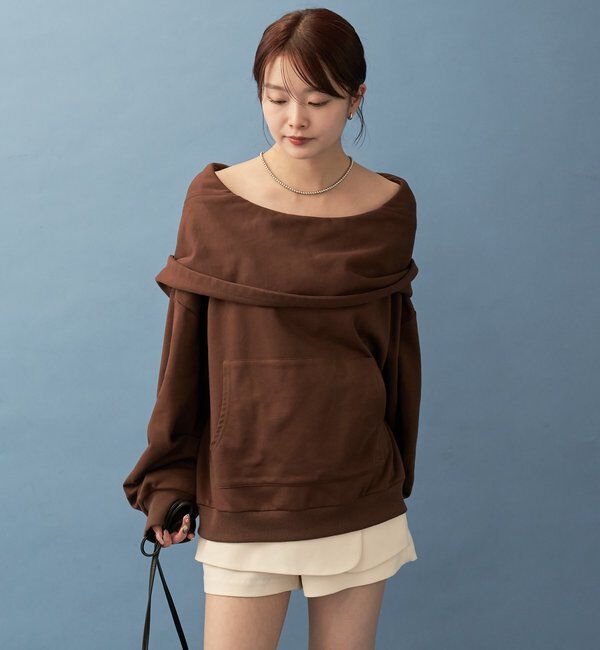  「フーディーオフショルスウェット」|パーカー|
