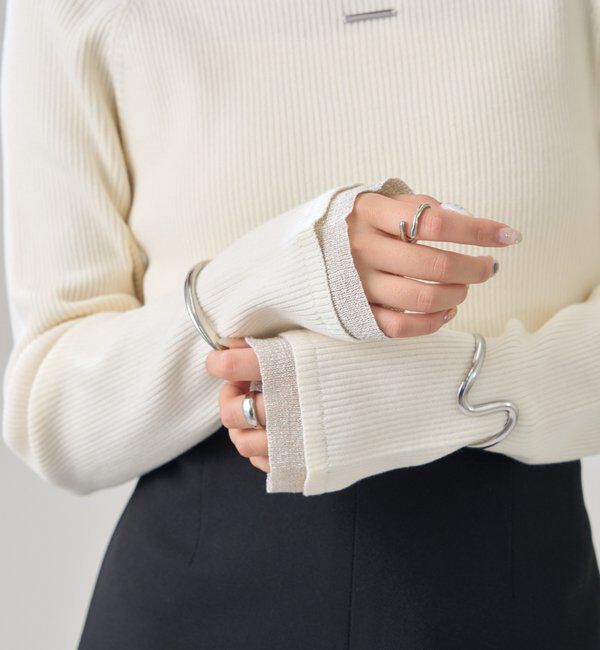  「プレート付きクルーリブニット」|ニット・セーター|