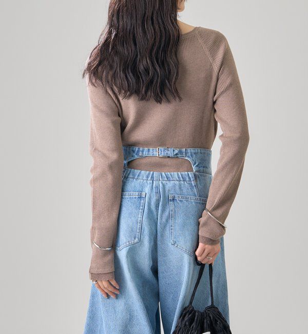  「プレート付きクルーリブニット」|ニット・セーター|