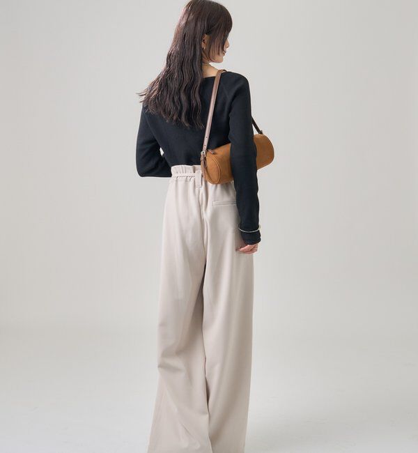  「プレート付きクルーリブニット」|ニット・セーター|