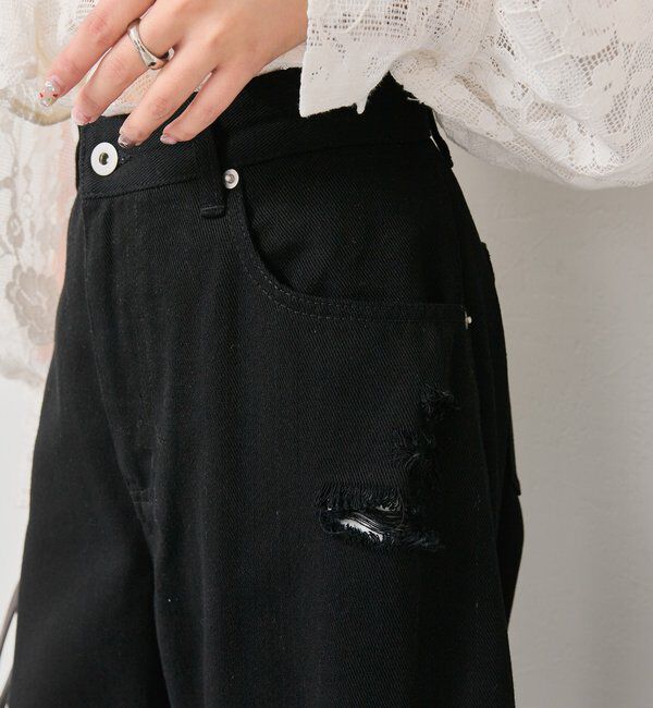  「クラッシュカーブパンツ」|デニム|