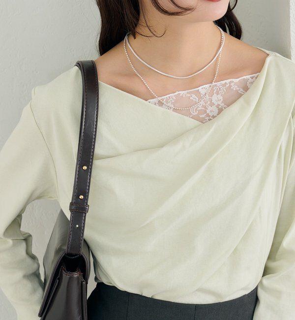  「レースドッキングオフショルロンT」|Tシャツ・カットソー|