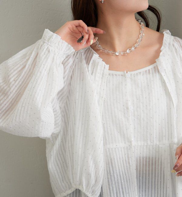  「ラメストライプビスチェSETブラウス」|シャツ・ブラウス|オフホワイト