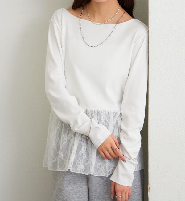  「レースペプラムリブロンT」|Tシャツ・カットソー|