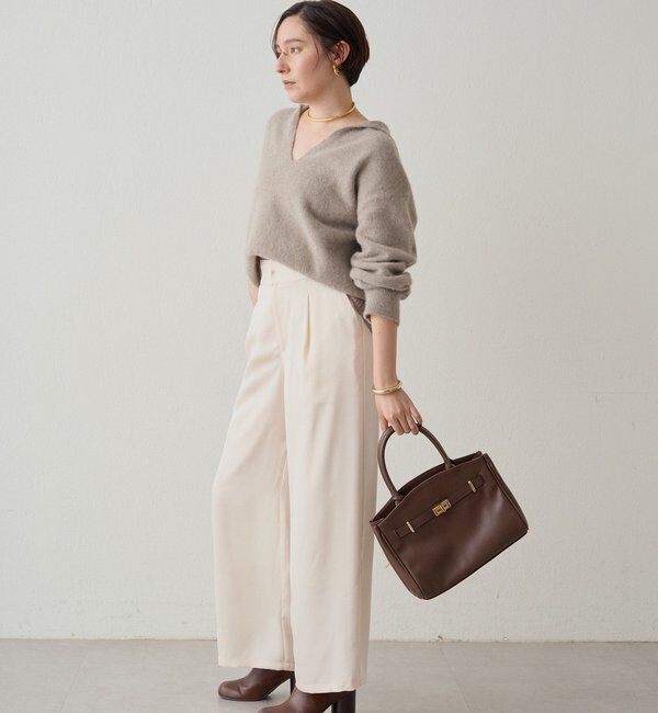  「ワイドベルトサテンパンツ 2nd」|チノ|