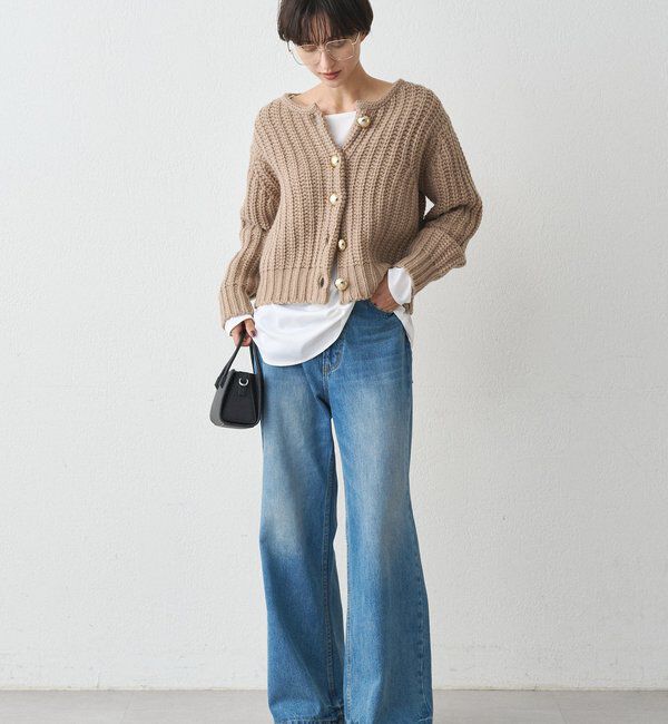  「ゴールドボタンニットカーデ」|ニット・セーター|