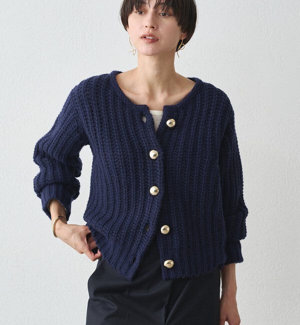  「ゴールドボタンニットカーデ」|ニット・セーター|