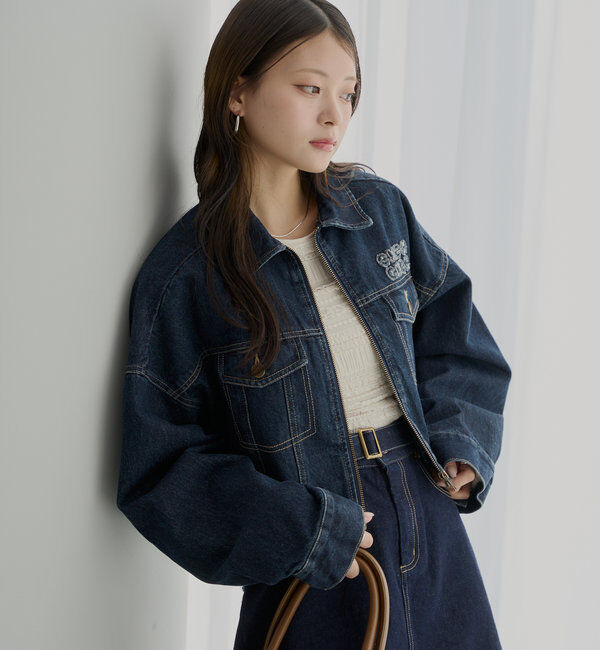  「【WEB限定/REVIVAL】胸ロゴショート丈スエードジップブルゾン」|ブルゾン・スタジャン|