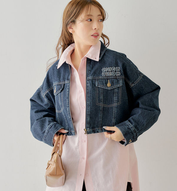  「【WEB限定/REVIVAL】胸ロゴショート丈スエードジップブルゾン」|ブルゾン・スタジャン|