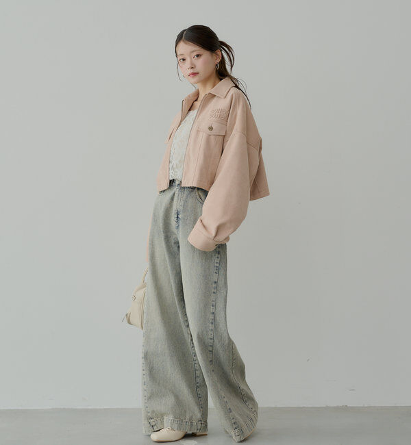  「【WEB限定/REVIVAL】胸ロゴショート丈スエードジップブルゾン」|ブルゾン・スタジャン|