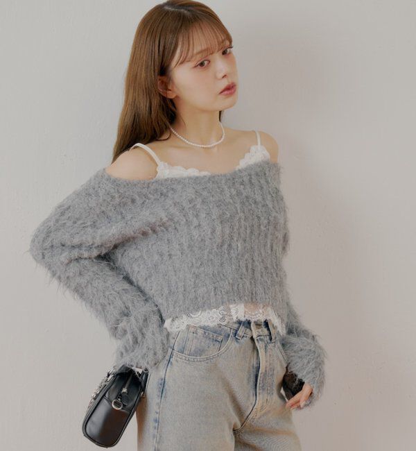  「レースドッキングシャギーニット」|ニット・セーター|