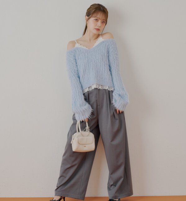  「レースドッキングシャギーニット」|ニット・セーター|