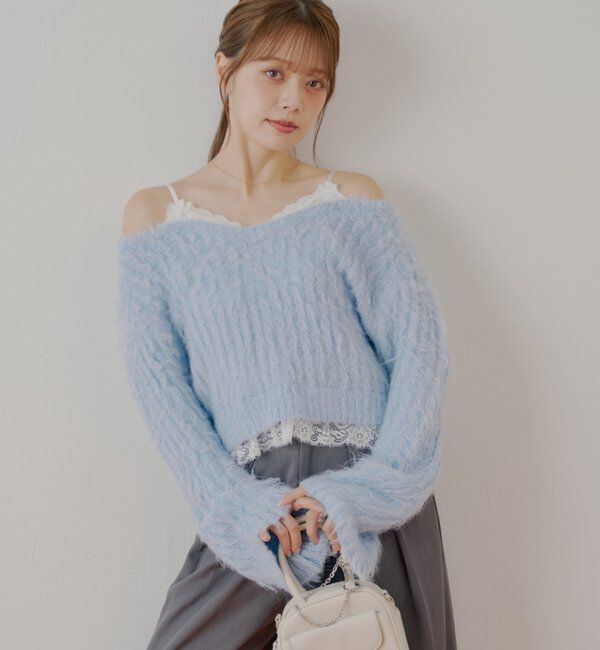  「レースドッキングシャギーニット」|ニット・セーター|