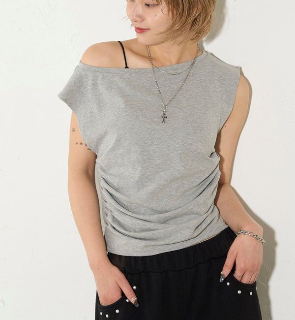  「【5色展開】マルチウェイギャザーオフショルノースリーブ」|キャミソール|