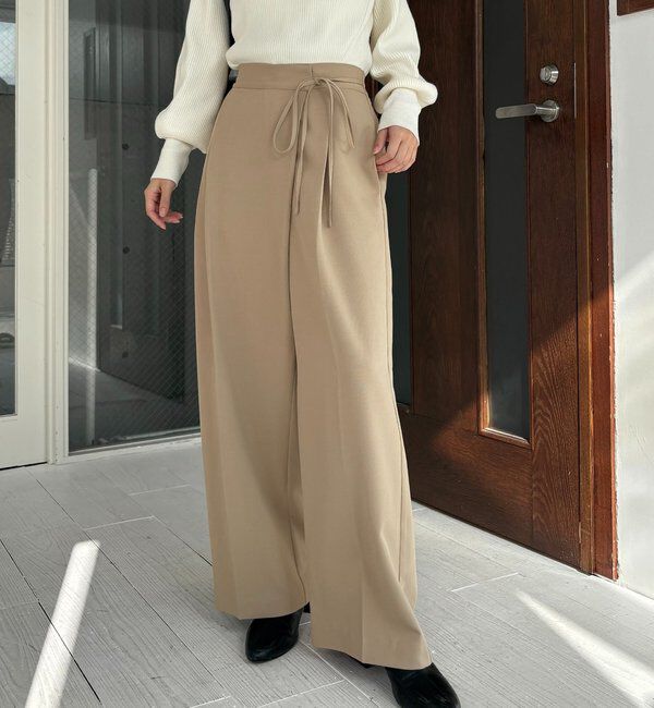  「【待望の追加決定！/新色ブラウン】ラップリボンパンツ」|チノ|ベージュ