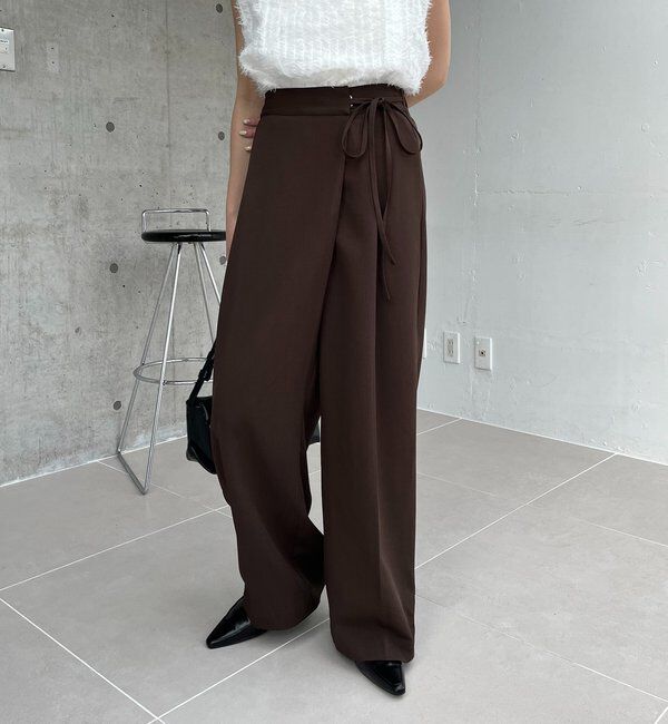  「【待望の追加決定！/新色ブラウン】ラップリボンパンツ」|チノ|