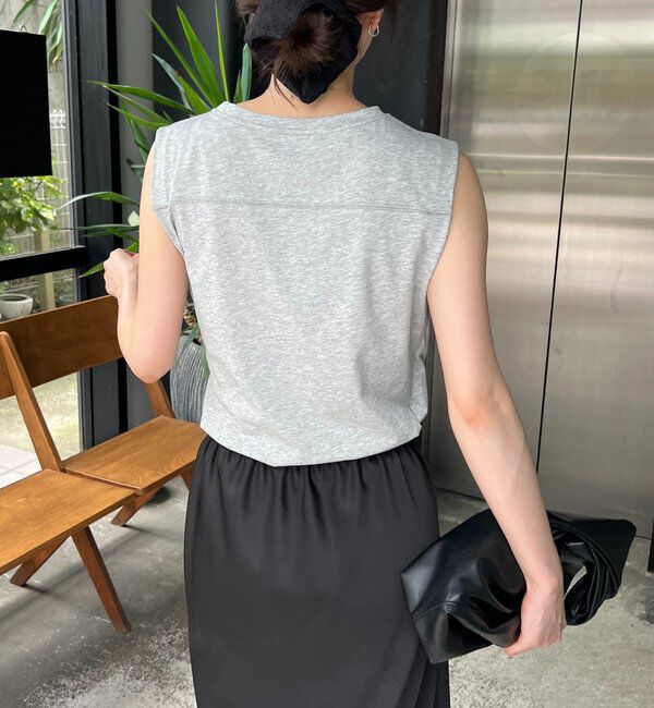  「【高見え素材/ウエスト周りカバー】ツイストドレープTシャツ」|Tシャツ・カットソー|