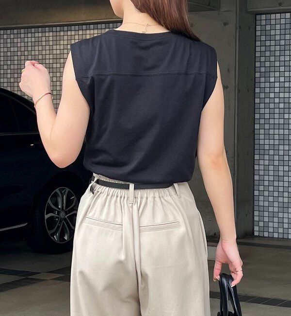  「【高見え素材/ウエスト周りカバー】ツイストドレープTシャツ」|Tシャツ・カットソー|