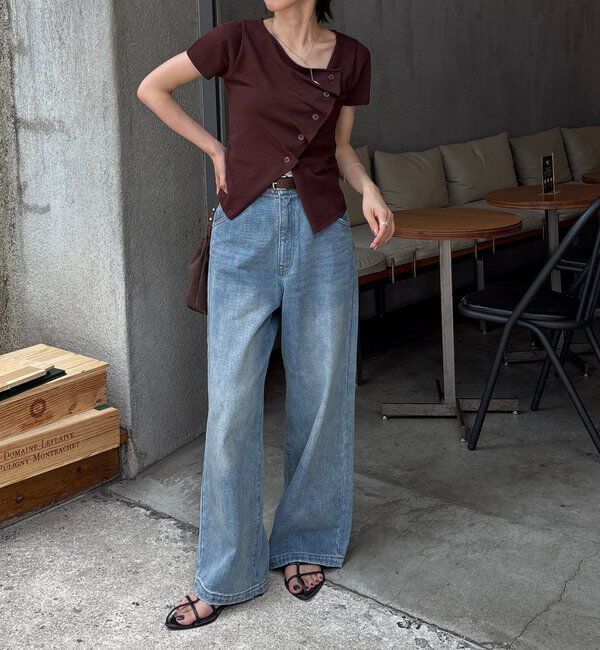  「フリルボタンチビ袖カーディガン」|カーディガン|