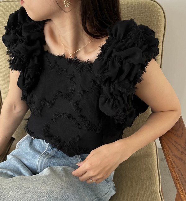  「【SNSで話題！/オケージョンにも◎】ジャガードパフショルダートップス」|シャツ・ブラウス|