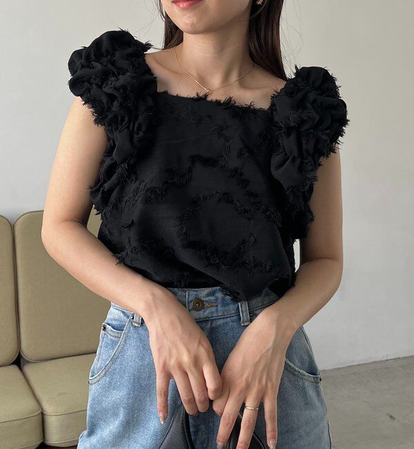  「【SNSで話題！/オケージョンにも◎】ジャガードパフショルダートップス」|シャツ・ブラウス|