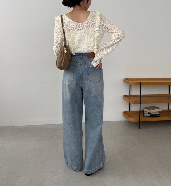  「【前後2WAY/オケージョンにも◎】レースUネックトップス」|Tシャツ・カットソー|