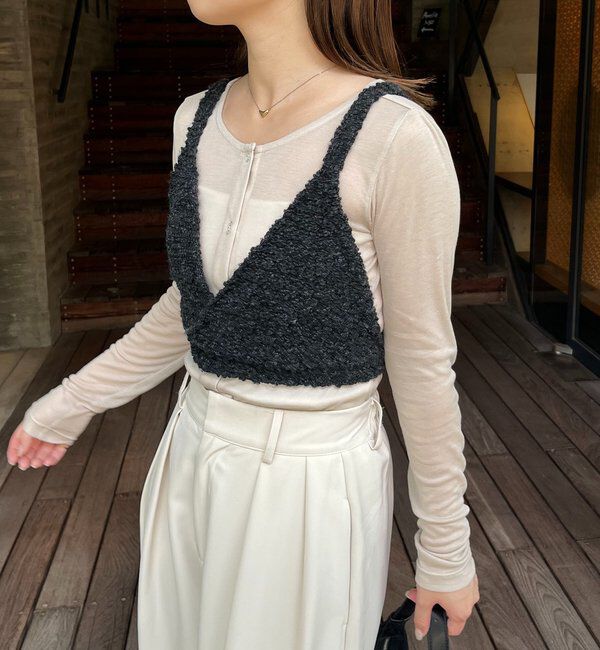  「【WEB限定/セットアイテム】クロスビスチェ&times;シアーカーディガン」|Tシャツ・カットソー|