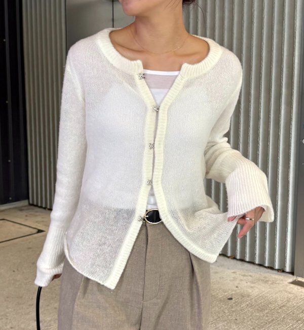  「テンセルウールホックカーディガン」|カーディガン|オフホワイト