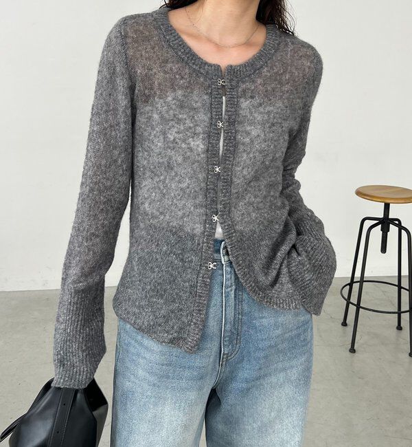  「テンセルウールホックカーディガン」|カーディガン|グレー