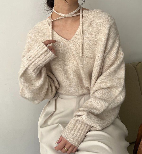  「【前後2WAY】もちふわ2WAYスキッパーニット」|ニット・セーター|