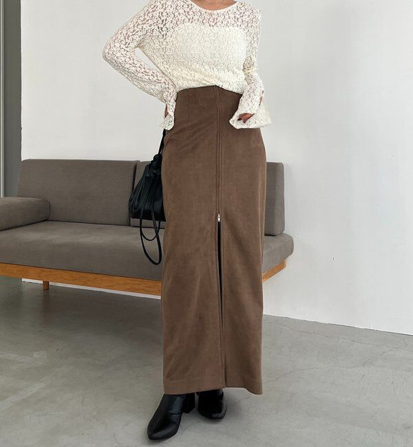  「スエードジップスカート」|スカート|