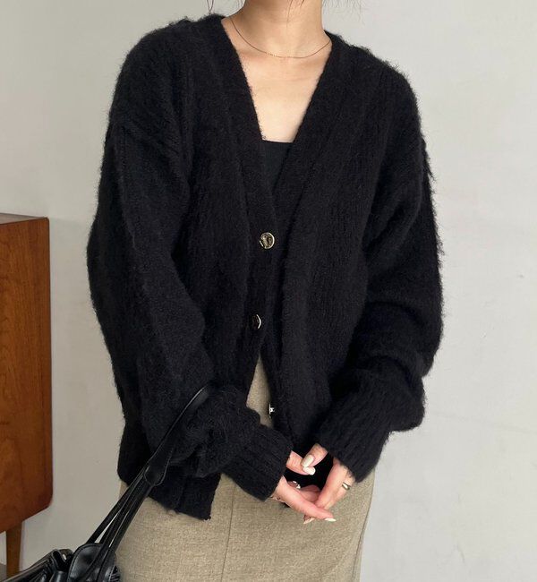  「ニュアンスボタンレイヤード風カーディガン」|カーディガン|
