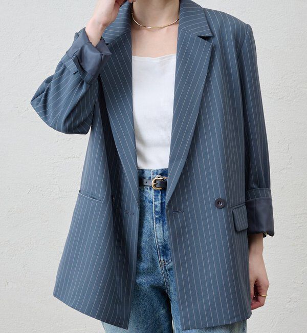  「ストライプビッグジャケット」|テーラードジャケット|