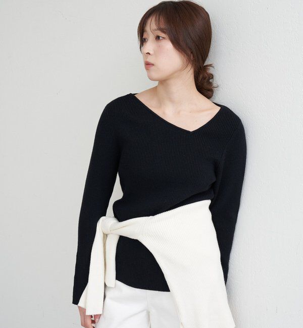  「【4色展開】アシンメトリーリブニット」|ニット・セーター|