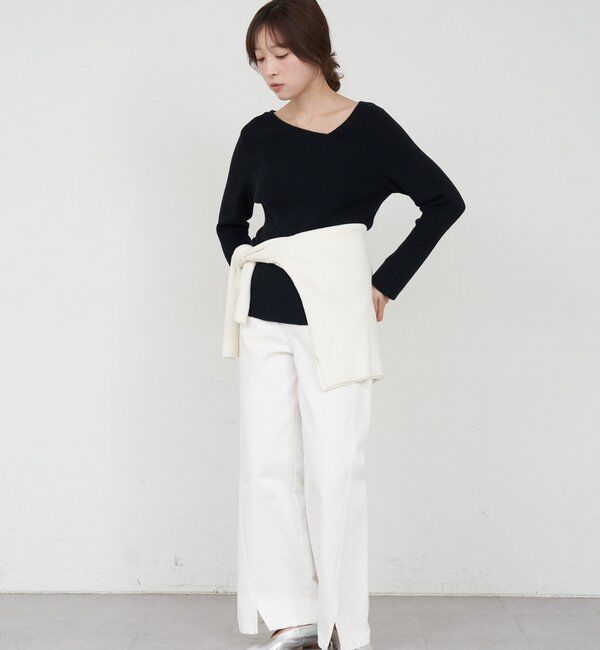  「【4色展開】アシンメトリーリブニット」|ニット・セーター|
