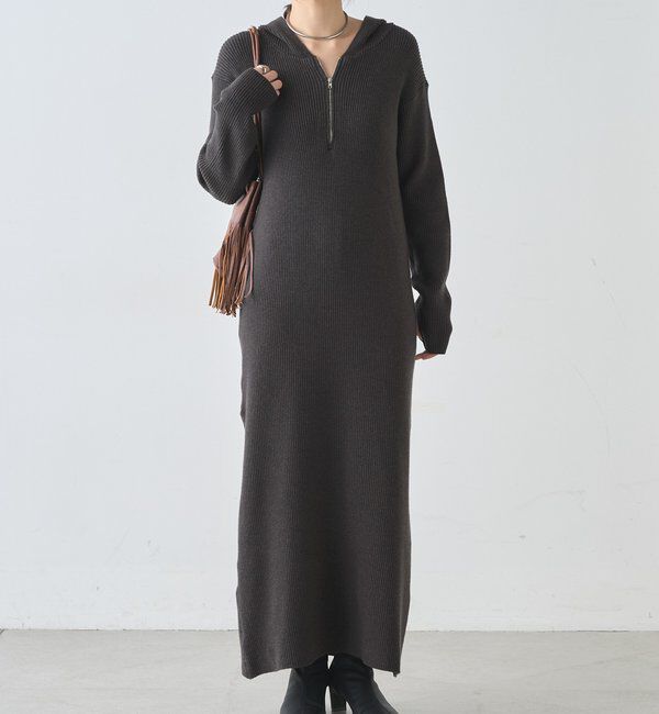  「フーデットジップワンピース」|ワンピース|