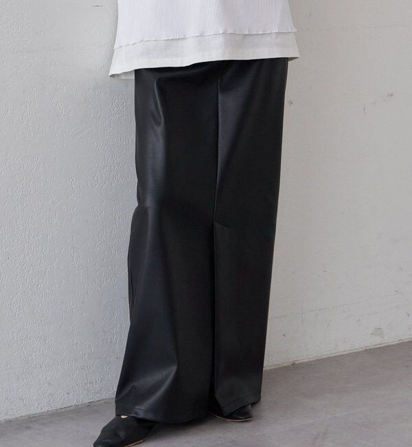  「レザーマキシスカート」|スカート|ブラック