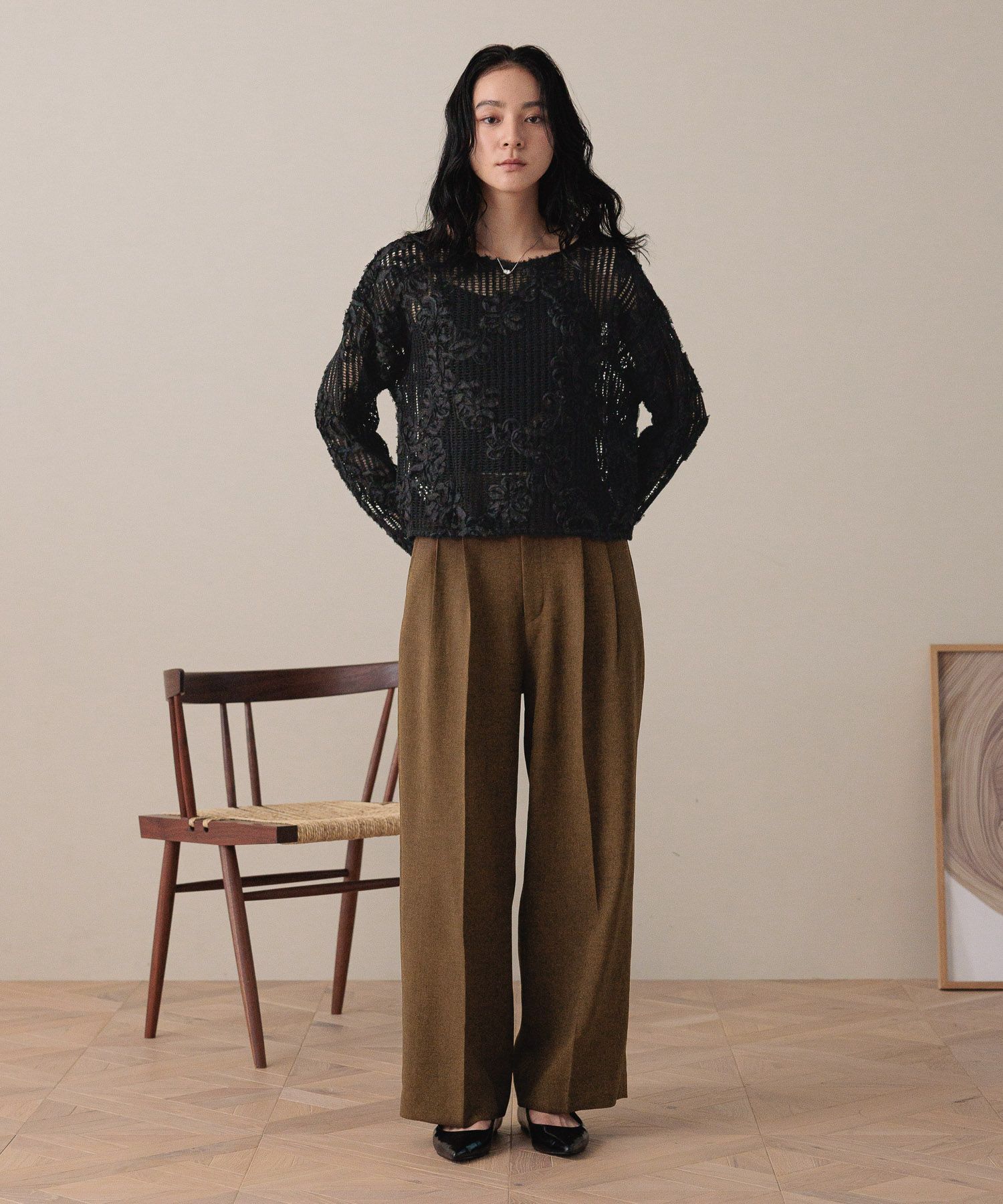 LOWRYS FARM「ホップサックワイドパンツ」|チノ|