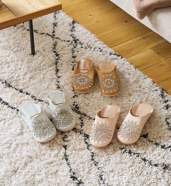 collex「ビーズバブーシュ 羊革 モロッコ製 スリッパ ルームシューズ 室内履き」|本・CD・DVD|