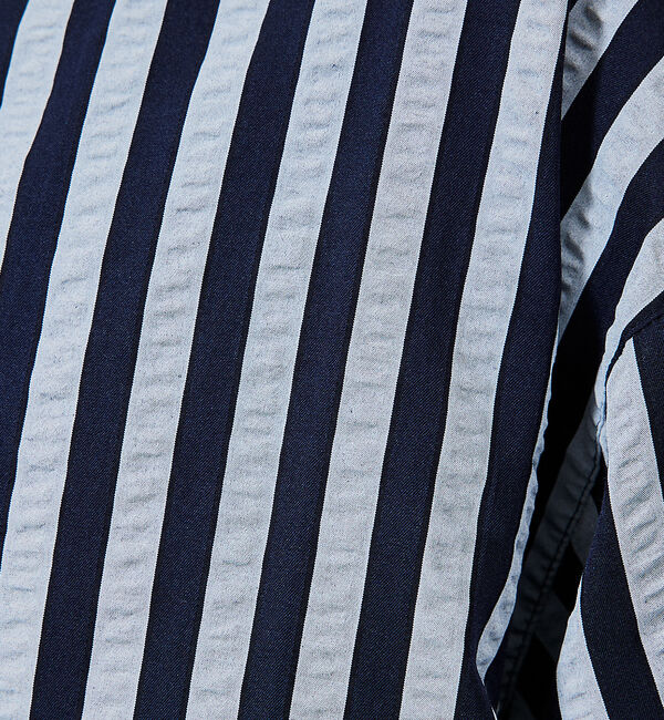 ABAHOUSE「サッカーストライプ スキッパーシャツ / オーバーサイズ / 半袖シャツ」|シャツ・ブラウス|
