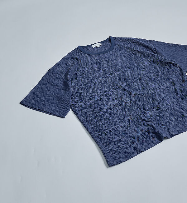 ABAHOUSE「エアプリーツ ストレッチ 半袖Tシャツ / オーバーサイズ」|Tシャツ・カットソー|