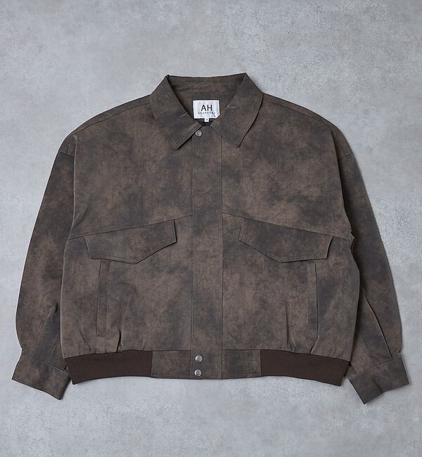 ABAHOUSE「【AH ABAHOUSE】クロップド ネオレザー A-2ジャケット」|ブルゾン・スタジャン|