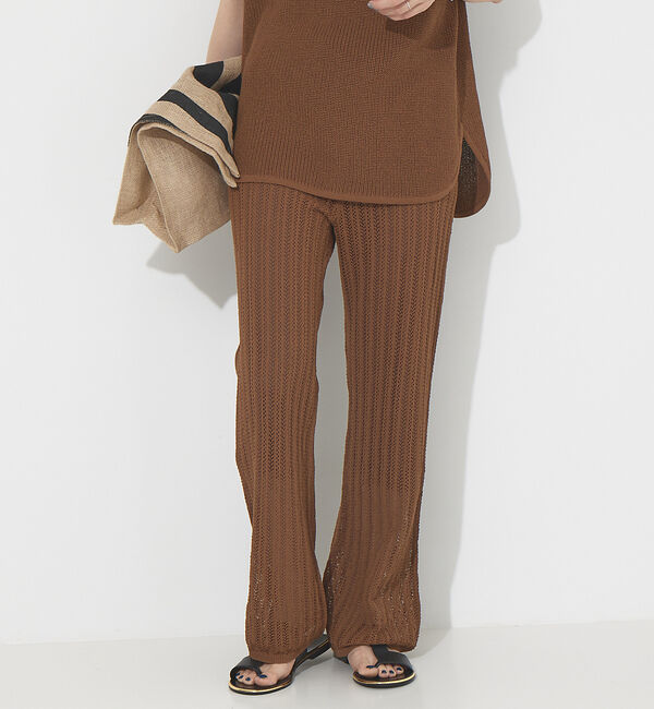 Rouge vif「【セットアップ対応】麻混レーシーニットパンツ」|その他|ブラウン