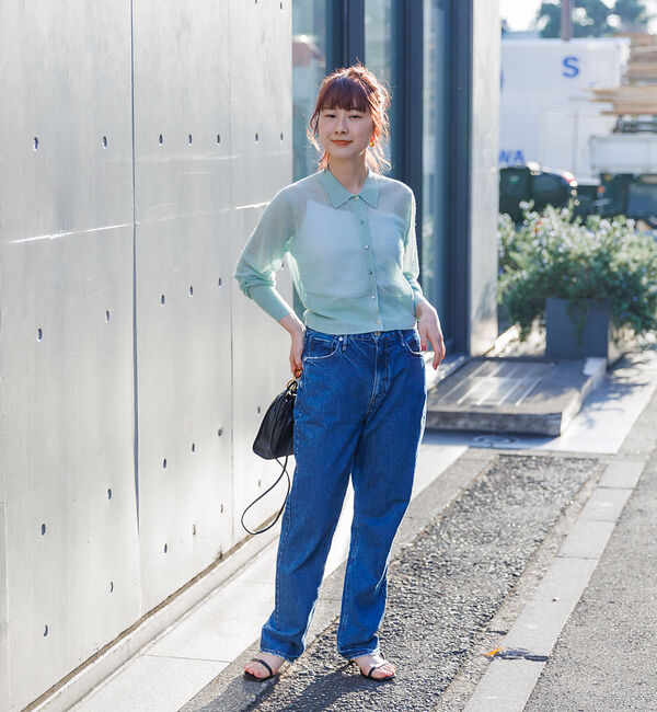 Rouge vif「【セットアップ対応】シアー格子リブニットカーディガン」|カーディガン|