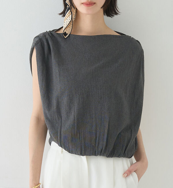 Rouge vif「ドレープニットプルオーバー」|ニット・セーター|チャコールグレー