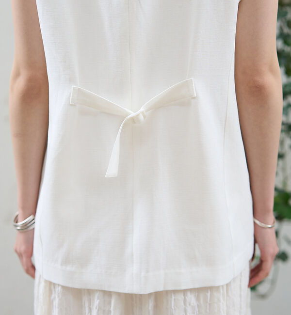 Rouge vif「リネン混サマーノーカラージレベスト」|シャツ・ブラウス|