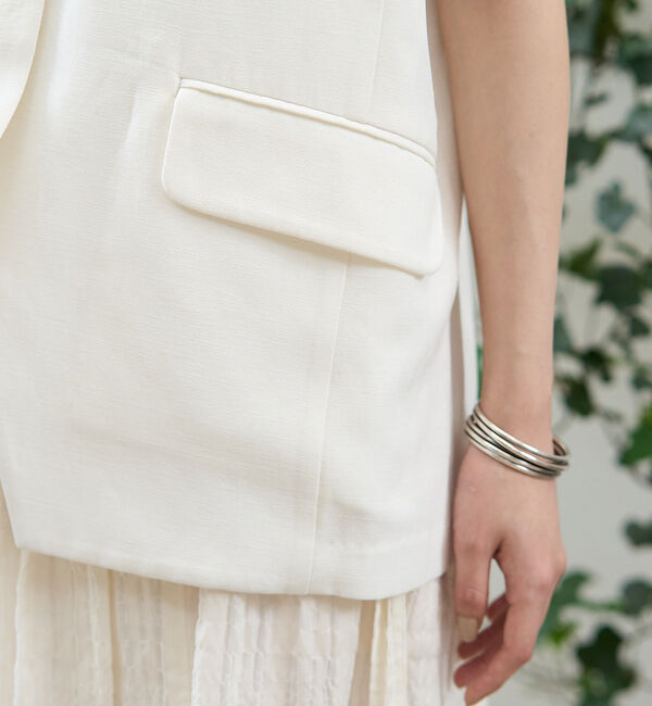 Rouge vif「リネン混サマーノーカラージレベスト」|シャツ・ブラウス|