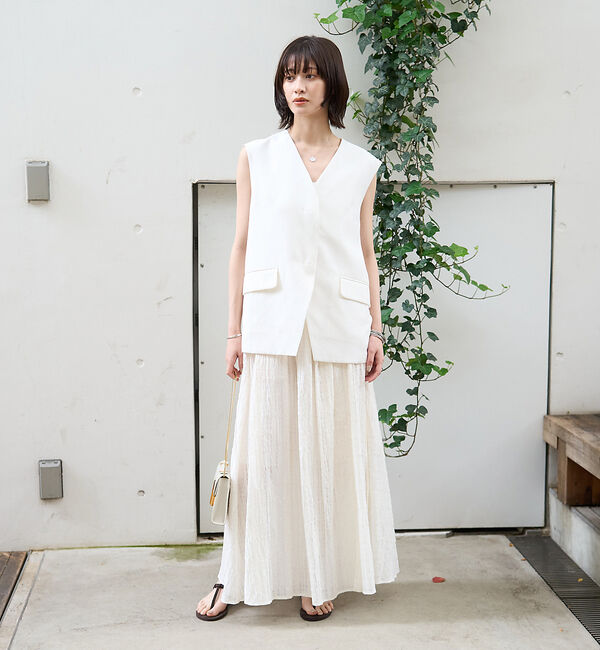 Rouge vif「リネン混サマーノーカラージレベスト」|シャツ・ブラウス|