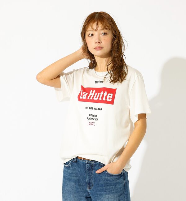 Rouge vif「【La Hutte / ラ ユット】ロゴTシャツ / プリントTシャツ / 半袖」|Tシャツ・カットソー|